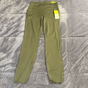 Lot of 2 All in Motion Womens Flex High-Rise Leggings Green Side Pocket NWT
